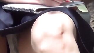 Secret cam films pair Asian babes opening their smooth legs