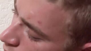 Black haired guy moans while sucking amazing thick dick