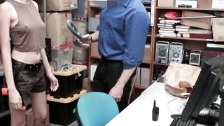 ShopliftersPunished.com - Cute Scarlet Bloom rides a dick and tastes cum in the offic