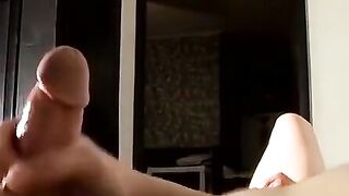 Straight twinks jerk together cumming on themselves
