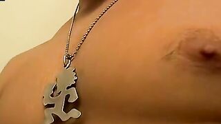 Badass straight stares at cam while pumping cock