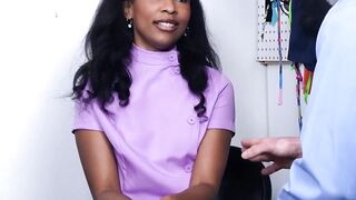 Chocolate masseuse milks the security guards hard dick