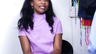 Chocolate masseuse milks the security guards hard dick