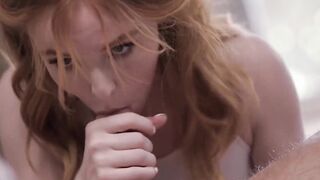 Madi Collins moans riding her coaches thick cock