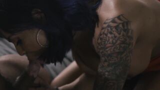 TS Foxxy steals Dillon Diazs cock after he rails her sister