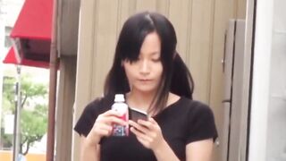 Tall Asian babe tailed by voyeur cam every step