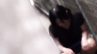 Tall Asian babe tailed by voyeur cam every step