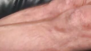 Kinky old man plays with nipples while wanking
