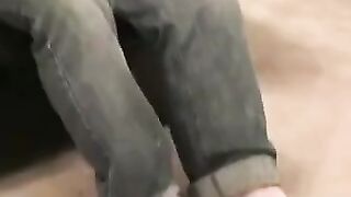 Thug stud smokes then grabs cock to jerk off