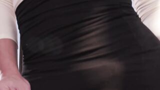 Im rubbing my dick ifo my tgirl boss and she takes hers out