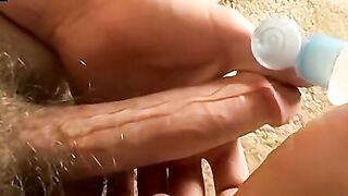 Gorgeous youngster Puppy plays with stiff dick