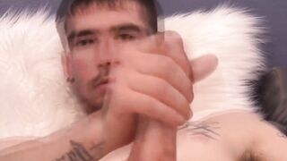 Pretty Bob shoots milky cum after intense cock stroking time