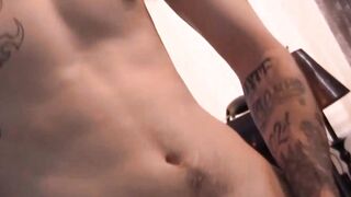 Pretty Bob shoots milky cum after intense cock stroking time