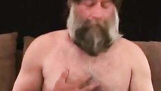 Hairiest mature stud cums hard from solo play