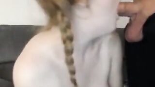 Redhead in Glasses Deepthroats Cock in Homemade Video