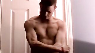 Shy straight jerks thick dick till cum surprise