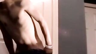Homo jerks huge dick while fondling hairy nuts