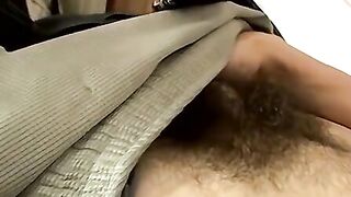 Skinny jock works long cock till cum flies