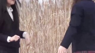 Voyeur films Japanese beauties spraying piss outdoors