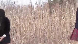 Voyeur films Japanese beauties spraying piss outdoors