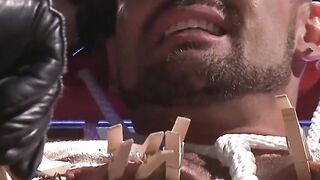 MuscleJockBound.com - Jesse Balboa moans as Dire Callahan pins dick with clothespins