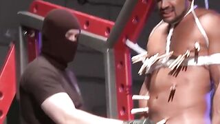 MuscleJockBound.com - Jesse Balboa moans as Dire Callahan pins dick with clothespins