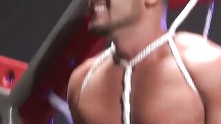 MuscleJockBound.com - Jesse Balboa moans as Dire Callahan pins dick with clothespins