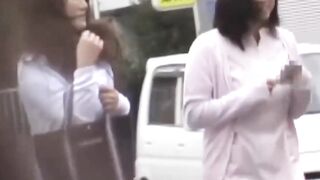 Asian babes caught on cam wearing fishnets and stockings