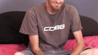 Bald John makes his tall schlong spurt a massive load