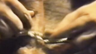 My swollen cock and balls were tied before relentless jerking