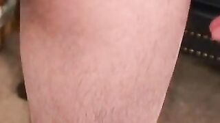 Hairy mature guy flexes tattoos before wanking