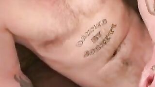 Bald thug jerks off and cums on a plate solo