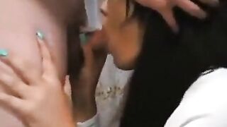 Amateur Babe in Glasses Loves a Messy Blowjob