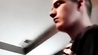 Straight amateur filmed stroking dripping cock