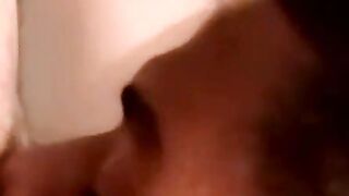 Three gays flood fat black ass and mouth with jizz