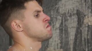 Dmitry Osten throat fucked during wax