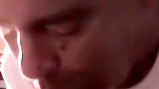 Mature gay swallows warm cum from throbbing shaft