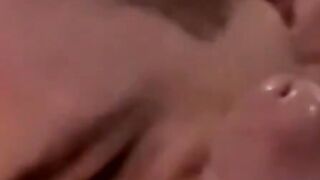 Mature gay swallows warm cum from throbbing shaft