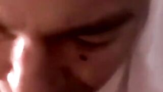 Mature gay swallows warm cum from throbbing shaft