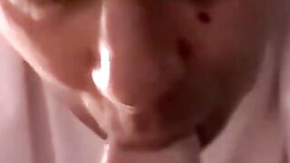 Mature gay swallows warm cum from throbbing shaft