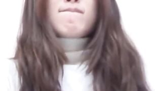 Steamy Japanese office girl fidgets desperate to piss now