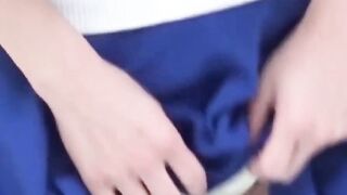 Steamy Japanese office girl fidgets desperate to piss now