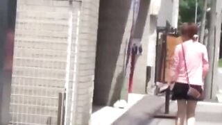 Lean Japanese student snagged by peeper urinating outdoors