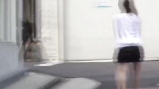 Lean Japanese student snagged by peeper urinating outdoors