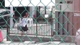 Lean Japanese student snagged by peeper urinating outdoors