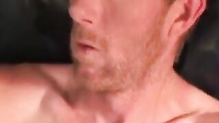 Mature gay strips after the interview and jerks off
