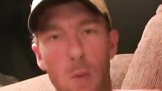 Mature gay strips after the interview and jerks off