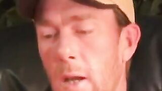 Mature gay strips after the interview and jerks off