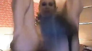 Blonde Big-Tit Babe Rides Her Dildo on Webcam