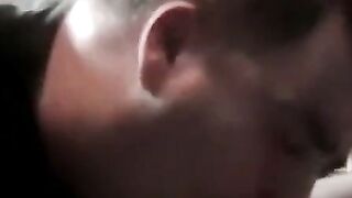 Chubby mature savors hot spunk from throbbing cock